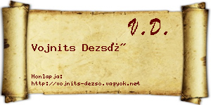 Vojnits Dezső névjegykártya